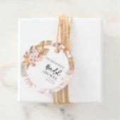Pink Floral Pampas Grass Script Brautparty Geschenkanhänger (Beispiel)