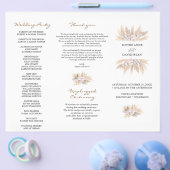Pink Floral Pampas Grass Tri+Falten Hochzeitsprogr Flyer (Einzeln)