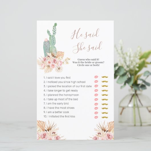 Pink Floral Pampes Grass Er sagte, sie sagte: "Spi (Stehend Vorderseite)