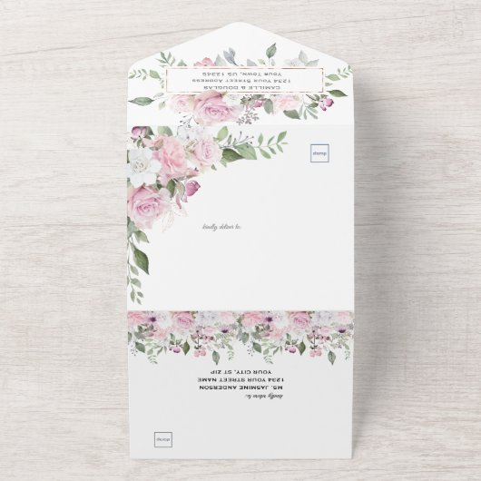 Pink Floral Paradies All In One Einladung (Außenbereich)