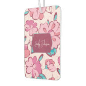 Pink Floral Pattern Custom Name Autolufterfrischer (Links)