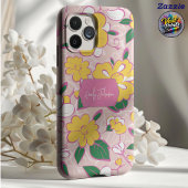 Pink Floral Pattern Custom Name Case-Mate iPhone Hülle