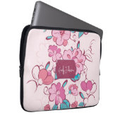 Pink Floral Pattern Name Label Design Custom Name Laptopschutzhülle (Vorne Rechts)