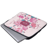 Pink Floral Pattern Name Label Design Custom Name Laptopschutzhülle (Vorne Knopf)