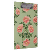 Pink Floral Pattern on Green Background | Seamless Klemmbrett (Rechts)