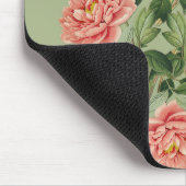 Pink Floral Pattern on Green Background | Seamless Mousepad (Ecke)