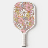 Pink Floral Pattern Personalized Name Cute Pickleball Schläger (Rückseite)