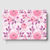Pink Floral Pattern  with Elegant Blossoms Gästebuch (Vorderseite)