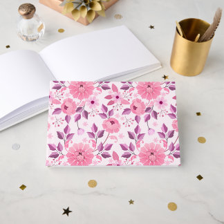Pink Floral Pattern  with Elegant Blossoms Gästebuch