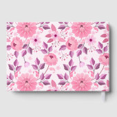 Pink Floral Pattern  with Elegant Blossoms Gästebuch (Rückseite)