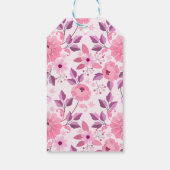 Pink Floral Pattern with Elegant Blossoms Geschenkanhänger (Rückseite)