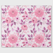 Pink Floral Pattern with Elegant Blossoms Geschenkpapier (Flach)