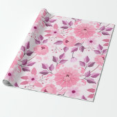 Pink Floral Pattern with Elegant Blossoms Geschenkpapier (Ungerollt)