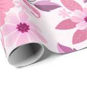 Pink Floral Pattern with Elegant Blossoms Geschenkpapier (Rolleneckpunkt)