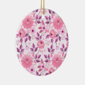Pink Floral Pattern with Elegant Blossoms Keramik Ornament (Rechts)