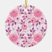 Pink Floral Pattern with Elegant Blossoms Keramik Ornament (Vorne)