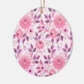 Pink Floral Pattern with Elegant Blossoms Keramik Ornament (Links)