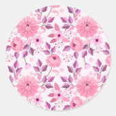Pink Floral Pattern  with Elegant Blossoms Runder Aufkleber (Vorderseite)