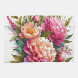 Pink Floral Peonies Hübsch Küchentücher