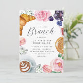 Pink Floral Peony Bridesmaids Brunch Einladung (Stehend Vorderseite)