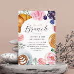 Pink Floral Peony Bridesmaids Brunch Einladung<br><div class="desc">Freuen Sie sich auf einen eleganten Brunch mit wunderschönen Aquarellen. Das Design besticht durch seine modernen Festivaldetails,  umgeben von Gebäck,  Croissants,  Makaronen,  Kaffee und rosa Blume.</div>