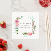 Pink Floral Peony Personalisiert DIY Wedding Serviette (Beispiel)