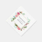 Pink Floral Peony Personalisiert DIY Wedding Serviette (Ecke)