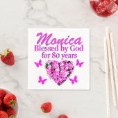 PINK FLORAL PERSONALISIERT 80. GEBURTSTAG NAPKINS SERVIETTE (Beispiel)