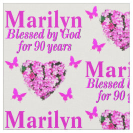 PINK FLORAL PERSONALISIERT 90. GEBURTSTAG FABRIC STOFF