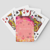 Pink Floral Personalisiert Name Inspiritivity Spielkarten (Rückseite)