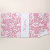 Pink Floral Personalisiert William Morris Style Strandtuch (Vorderseite)
