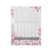 Pink Floral Personalisiertes Menü Plan Notepad Notizblock (Rotiert)