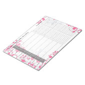Pink Floral Personalisiertes Menü Plan Notepad Notizblock (angewinkelt)