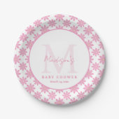Pink Floral Personalized Baby Shower Pappteller (Vorderseite)