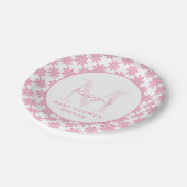 Pink Floral Personalized Baby Shower Pappteller (Schrägansicht)