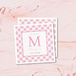 Pink Floral Personalized Baby Shower  Serviette