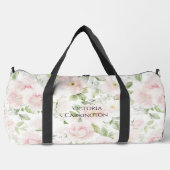 Pink Floral Personalized Elegant Vintage Duffle Bag (Vorderseite)