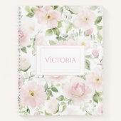 Pink Floral Personalized Vintage Spiral Notebook Notizblock (Vorderseite)