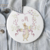 Pink Floral Peter die Rabbit Monogram Babydusche Button (Beispiel)