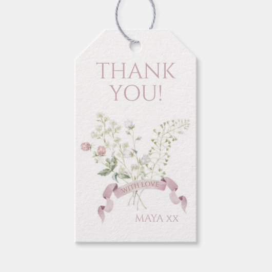 Pink Floral Peter die Rabbit Monogram Babydusche Geschenkanhänger (Vorderseite)