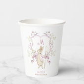 Pink Floral Peter die Rabbit Monogram Babydusche Pappbecher (Vorderseite)