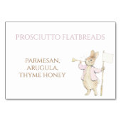 Pink Floral Peter die Rabbit Monogram Babydusche Tischnummer (Rückseite)