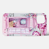Pink Floral Phone Booth Personalisiert Case-Mate iPhone Hülle (Rückseite (Horizontal))