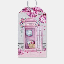 Pink Floral Phone Booth Personalisiert Geschenkanhänger