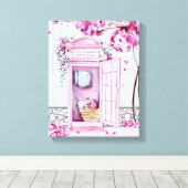 Pink Floral Phone Booth Personalisiert Leinwanddruck (Insitu (Holzboden))