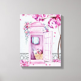 Pink Floral Phone Booth Personalisiert Leinwanddruck