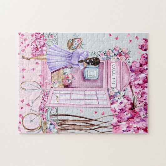 Pink Floral Phone Booth  Puzzle (Horizontal)