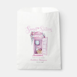 Pink Floral Phone Booth | Süß 16 Geschenktütchen