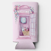 Pink Floral Phone Booth | Süß 16 Selters Dosenkühler (Rückseite)