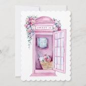 Pink Floral Phone Booth | Sweet 16 Einladung (Rückseite)